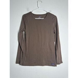 Sivvan Basic Long Sleeve Top T-Shirt Women’s Size M Cacao Brown Cotton Blend